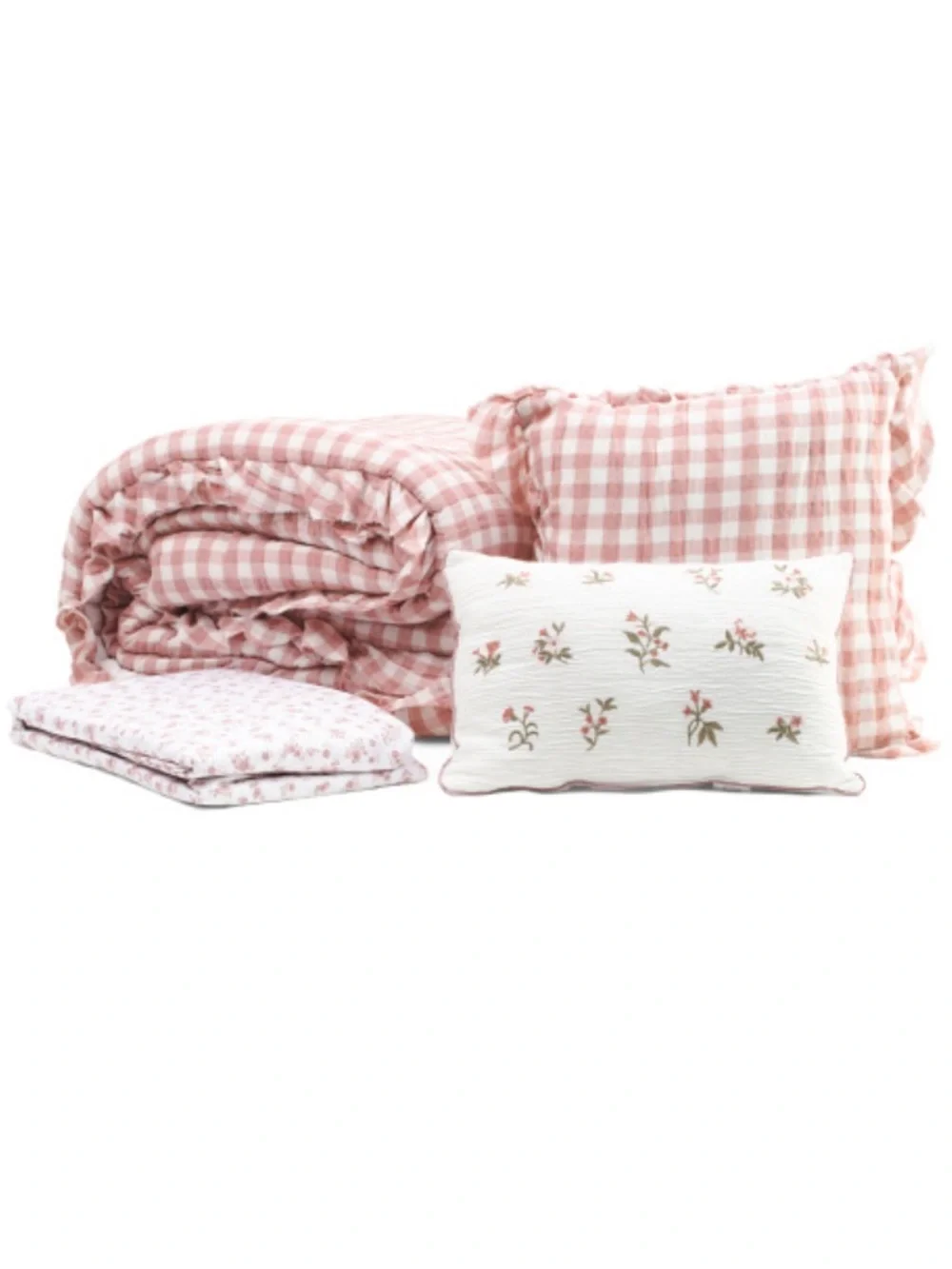 Rachel ASHWELL Blush Gingham Floral 9-Piece Bedding Set